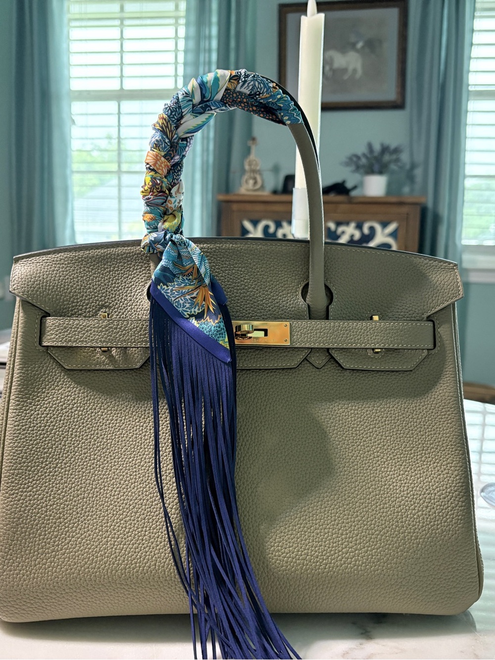 Fringe Handbag Wraps in Navy Fringe /Zebra Floral Print - Picture 7 of 7
